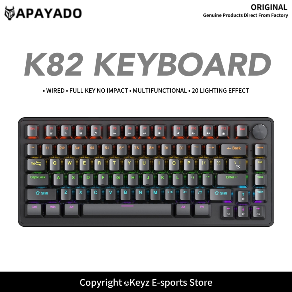 Gaming Keyboard Blue Switches - Teclado Mecánico Portátil K82 75% con
