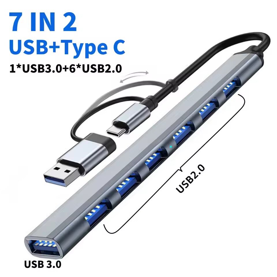 Gaming Keyboard Type C - Divisor expansor de concentrador USB 3,0