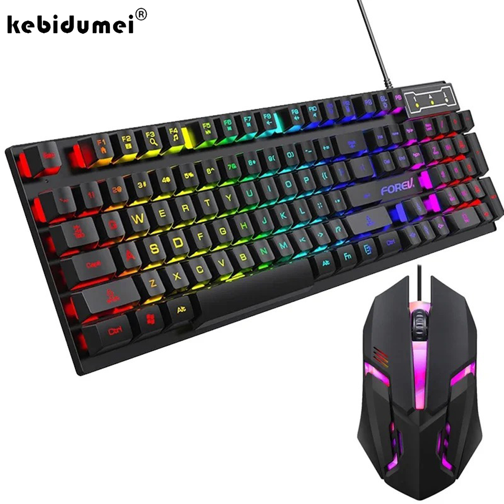 Keyboard Mouse Bundle Gaming - Kebidumei-Teclado mecánico retroiluminado de 104 teclas,