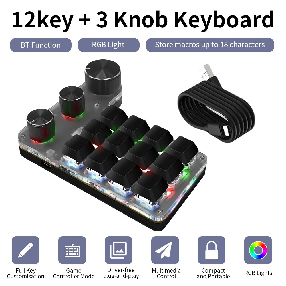 Gaming Keyboard Mini Mechanical - Teclado de programación Macro personalizado con
