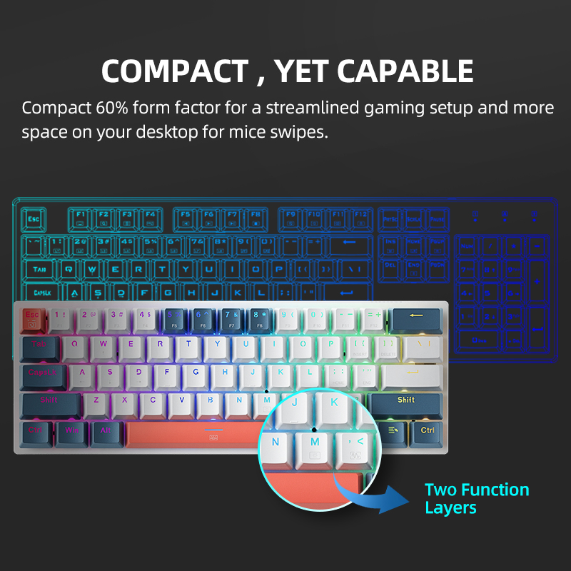 K500-B61 Machenike Mini Keybao - Gaming Keyboard Blue Switches reseña y precio