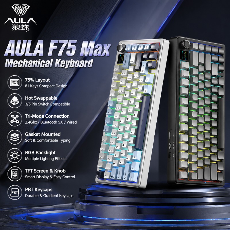 Teclado Mecánico AULA F75 Max, - Gaming Keyboard No Rgb reseña y precio
