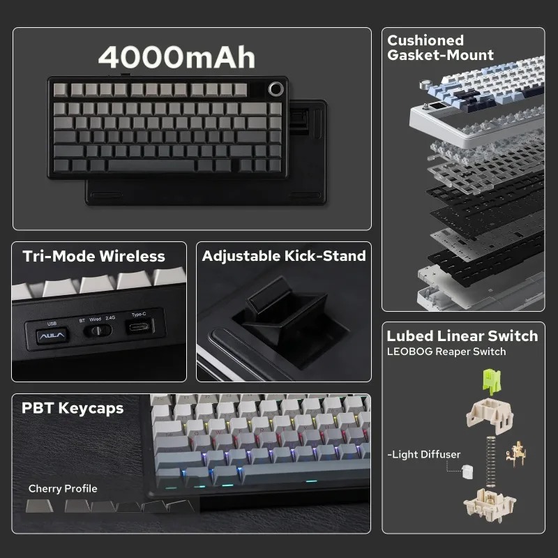 Teclado Mecánico AULA F75 Max, - Gaming Keyboard No Rgb reseña y precio