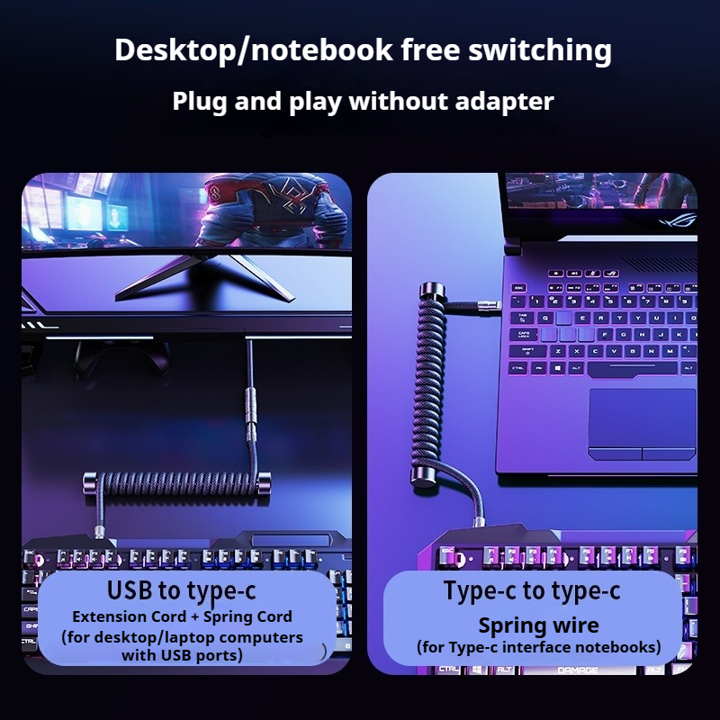 Cable de Teclado Enrollado Ear - Gaming Keyboard Type C reseña y precio